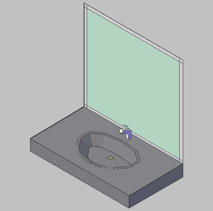 Bloque Autocad Vista de Lavabo 02 en 3D